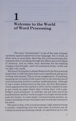 Cover for Word processing for executives and professionals