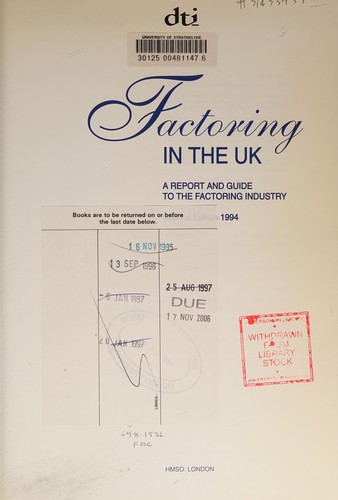 Cover for Factoring in the U. K.