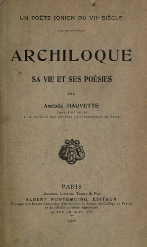 Cover for Un poète ionien du 7e siècle