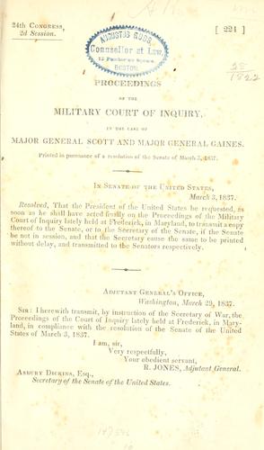 Cover for Proceedings of the military court of inquiry, in the case of Major General Scott and Major General Gaines