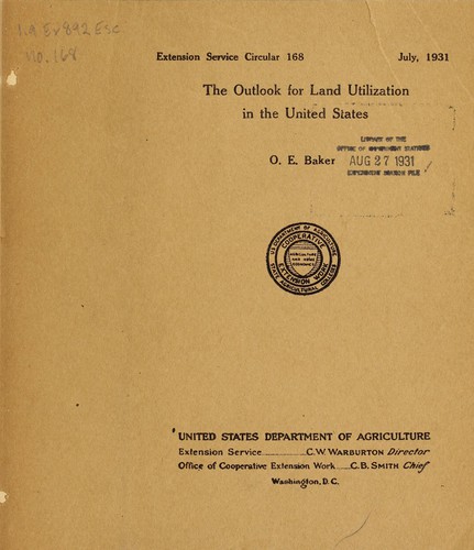 Cover for The outlook for land utilization in the United States