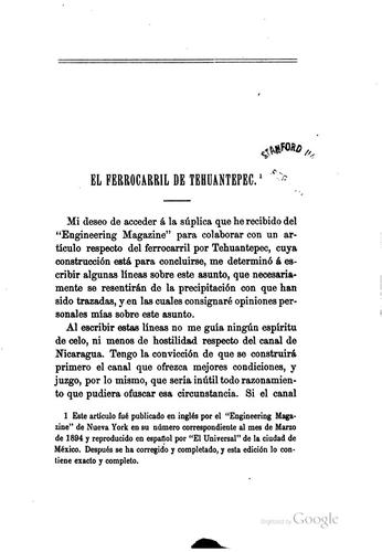 Cover for El ferrocarril de Tehuantepec