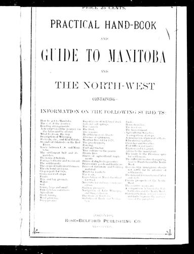 Cover for Practical hand-book and guide to Manitoba and the North-West