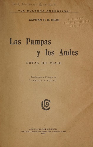 Cover for Las pampas y los Andes