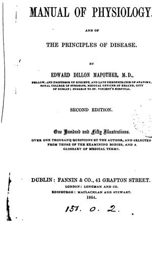 Cover for A manual of physiology, and of the principles of disease