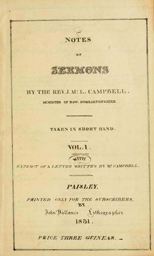 Cover for Notes of sermons.