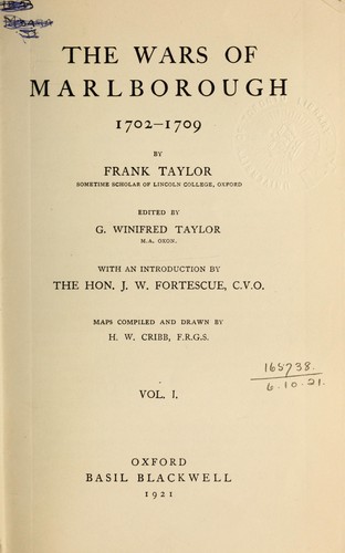 Cover for The wars of Marlborough, 1702-1709