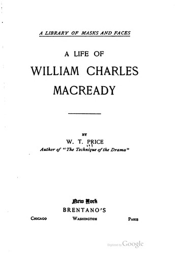Cover for A life of William Charles Macready