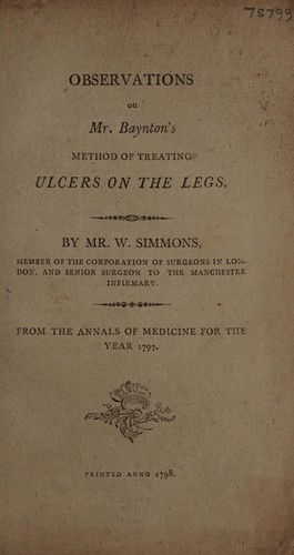 Cover for Observations on Mr. Baynton's method of treating ulcers on the legs
