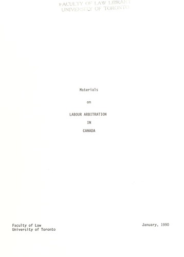 Cover for Materials on labour arbitration in Canada.
