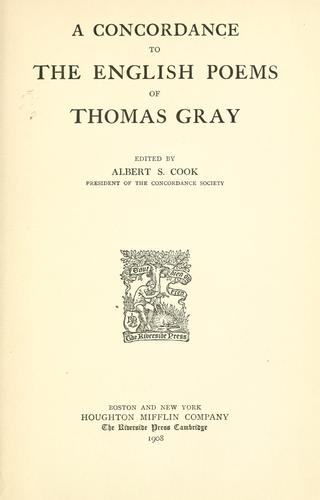 Cover for concordance to the English poems of Thomas Gray