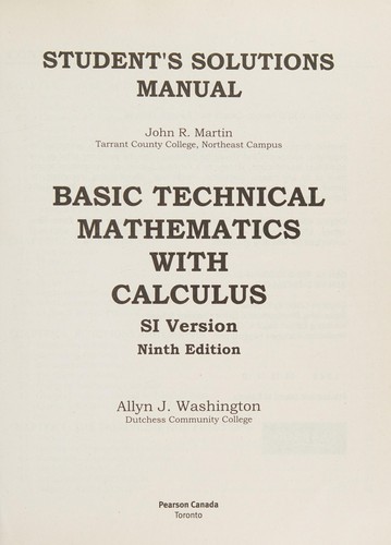 Cover for Basic technical mathematics with calculus