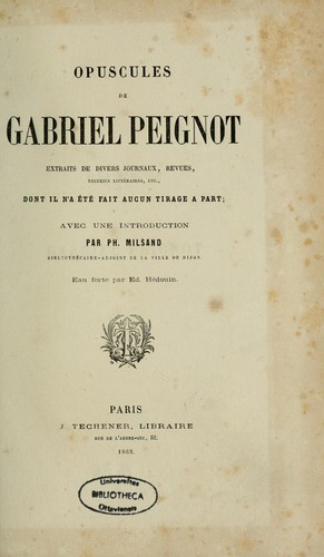 Cover for Opuscules