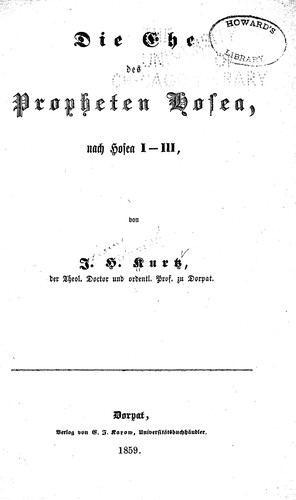 Cover for Die ehe des propheten Hosea