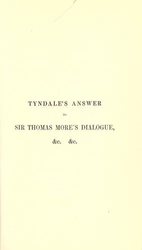 Cover for An answer to Sir Thomas More's Dialogue