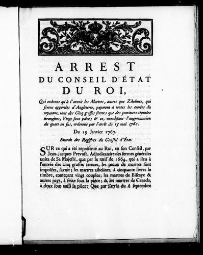 Cover for Arrest du Conseil d'État du roi