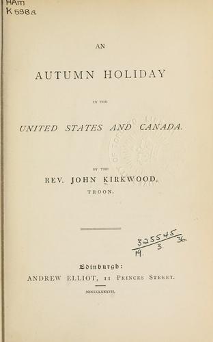 Cover for An autumn holiday in the United States and Canada.