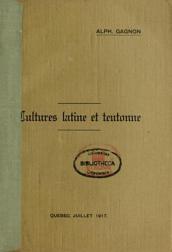 Cover for Cultures latine et teutonne