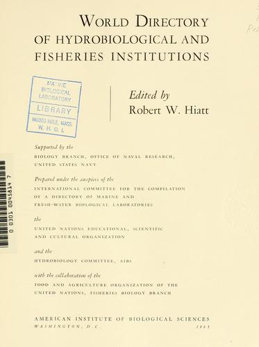 Cover for World directory of hydrobiological and fisheries institutions.