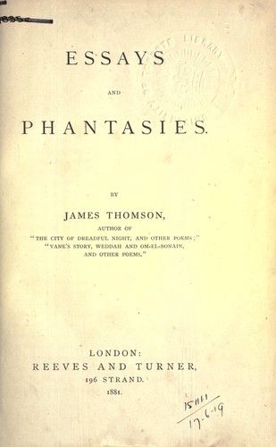 Cover for Essays and phantasies