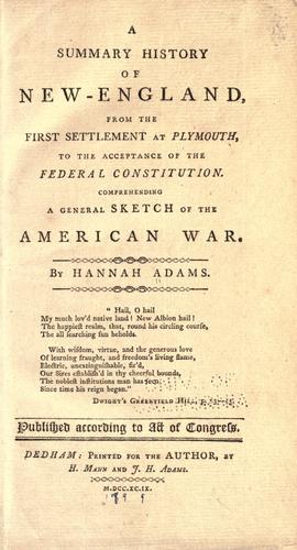 Cover for A summary history of New-England