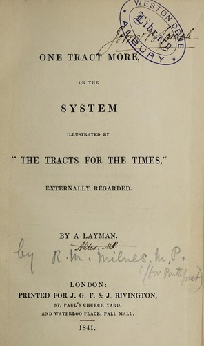 Cover for One tract more, or, The system illustrated by "The tracts for the times," externally regarded