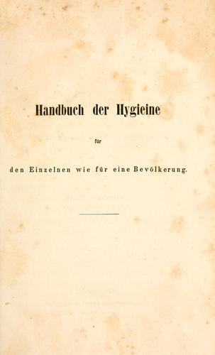 Cover for Handbuch der Hygieine