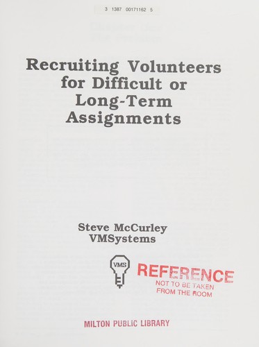 Cover for Recruiting Volunteers for Difficult or Long Term Positions