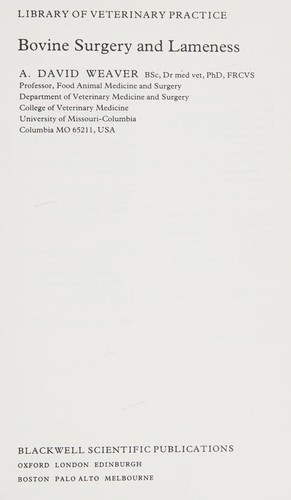Cover for Bovine surgery and lameness