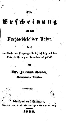 Cover for Eine Erscheinung aus dem Nachtgebiete der Natur,