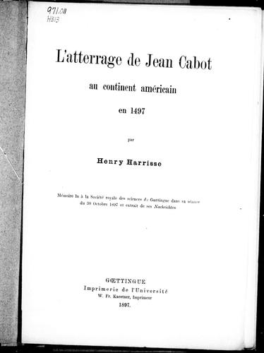 Cover for L' atterrage de Jean Cabot au continent américain en 1497