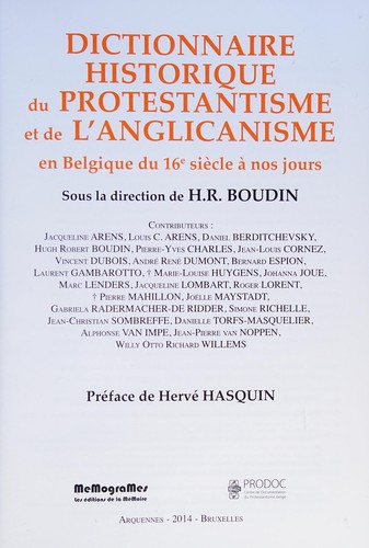 Cover for Dictionnaire historique du protestantisme et de l'anglicanisme en Belgique du 16e siècle à nos jours
