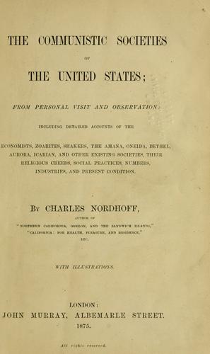 Cover for The communistic societies of the United States