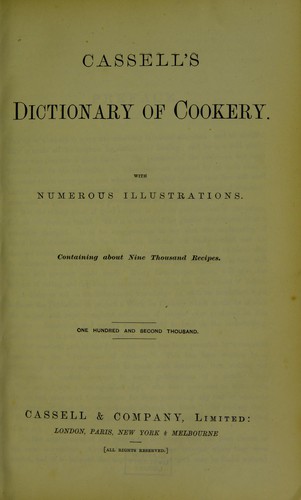 Cover for Cassell's dictionary of cookery