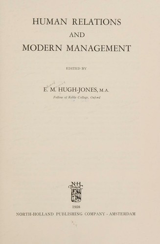 Cover for Human relations and modern management