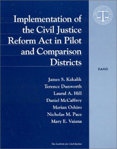 Cover for Implementation of the Civil Justice Reform Act in pilot and comparison districts