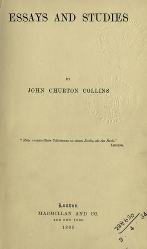 Cover for Essays and studies.