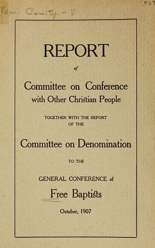 Cover for Report of Committee on Conference with other Christian people