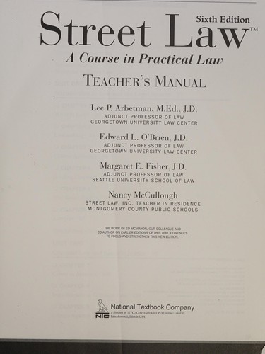 Cover for Street law