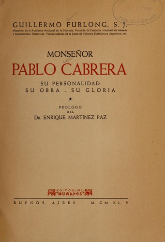 Cover for Monseñor Pablo Cabrera