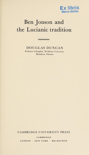 Cover for Ben Jonson and the Lucianic tradition