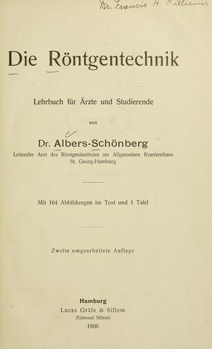 Cover for Die Röntgentechnik