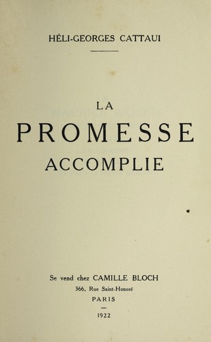 Cover for La promesse accomplie