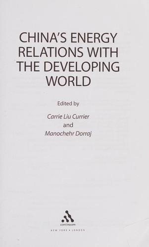 Cover for China's energy relations with the developing world