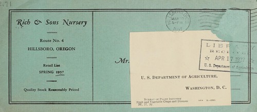 Cover for Retail list, spring 1937