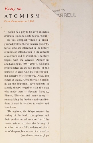 Cover for Essay on Atomism