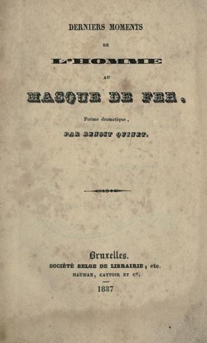 Cover for Derniers moments de l'homme au masque de fer