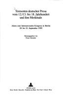 Cover for Textsorten deutscher Prosa vom 12./13. bis 18. Jahrhundert und ihre Merkmale