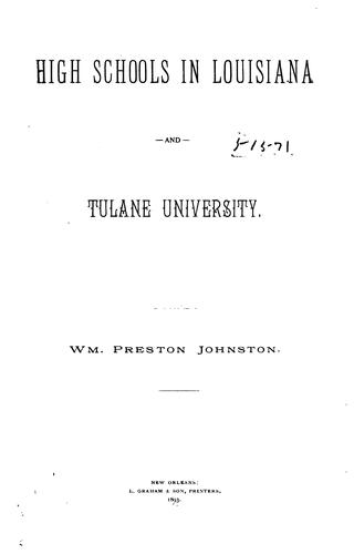 Cover for High Schools in Louisiana and Tulane University