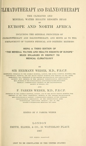 Cover for Climatotherapy and balneotherapy